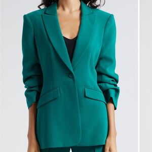 Cinq A Sept Scrunched Cheyenne Ruched Sleeve Blazer